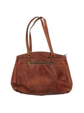 Patricia Nash Poppy Tote Signature Map Print Handbag Purse Brown Leather Bag